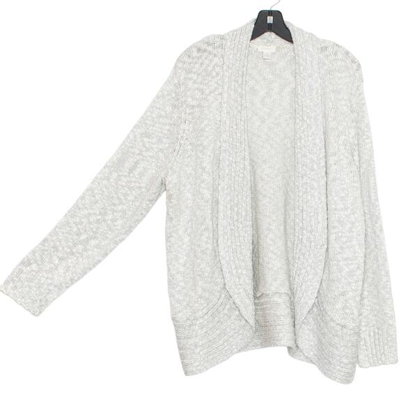 Chicos Cardigan Sweater Minimalist Nordic Cottage Scandi Metallic Gray 4 XXL 20 - Picture 5 of 5